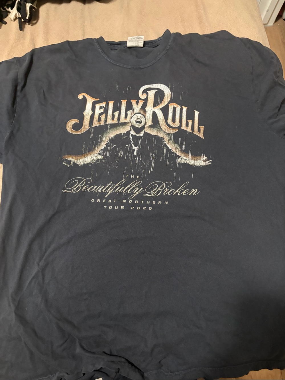 Comfort Colors Navy Jelly Roll 'Beautifully Broken' Tour Tee